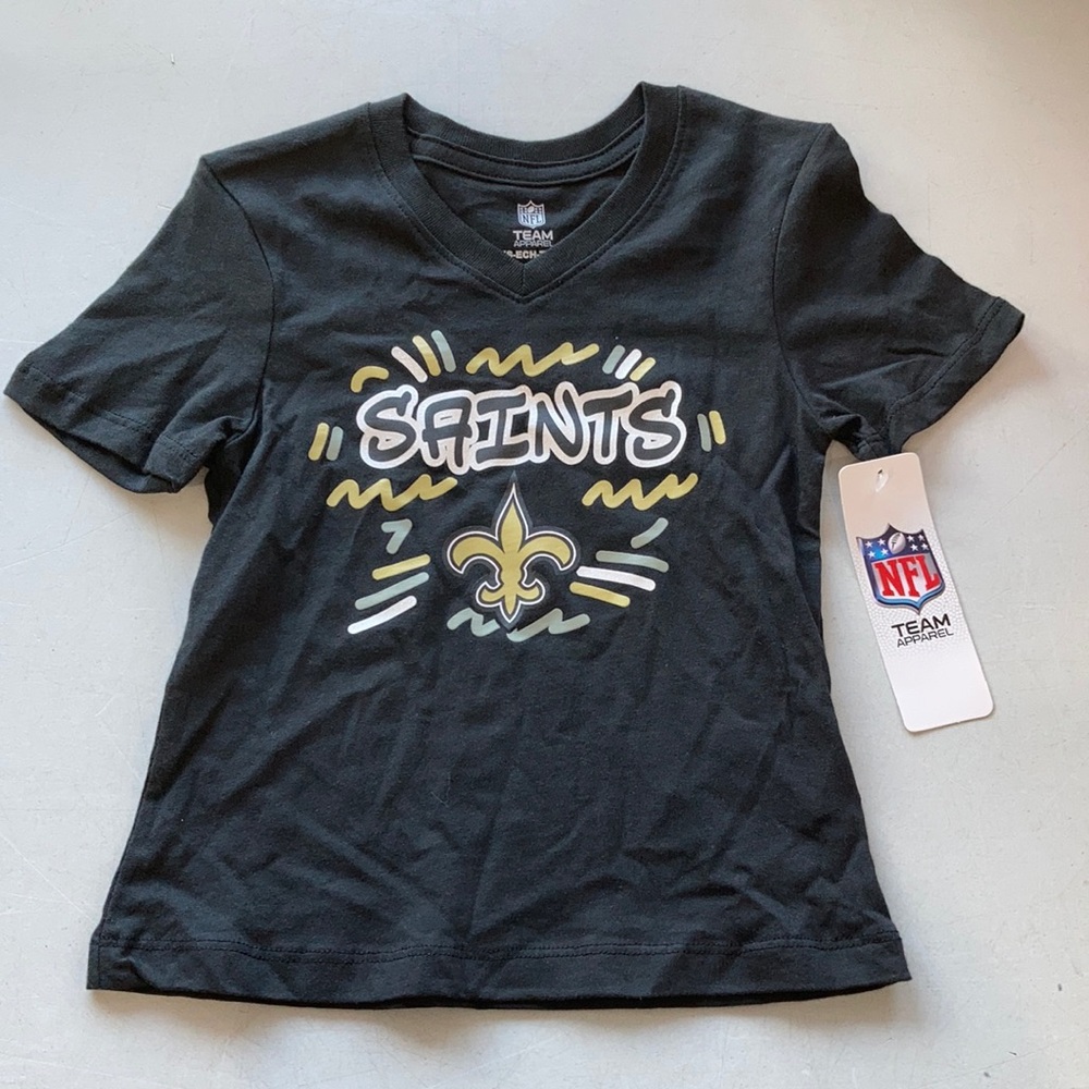 NWT NFL New Orleans Saints Girl’s Short Sleeve T-shirt Size XS 4/5